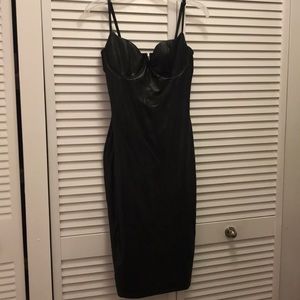 Black spandex midi dress